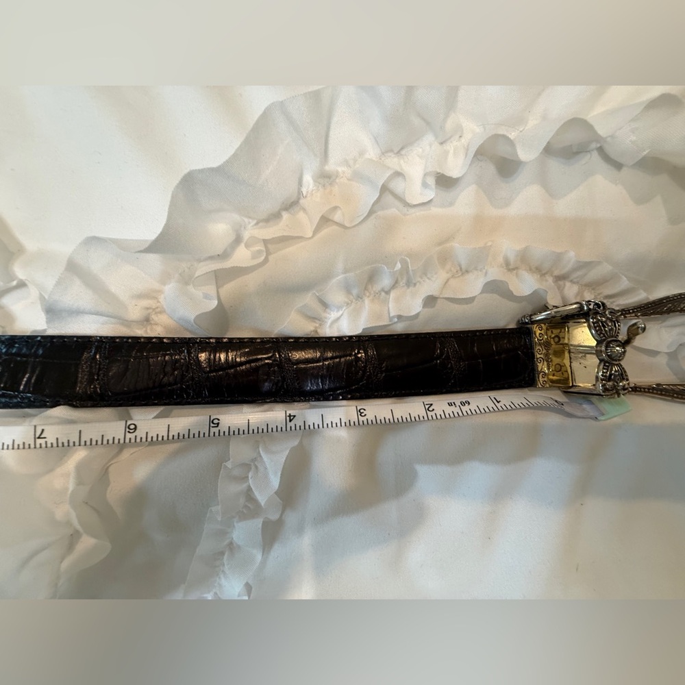 Brighton Silver Buckle Reversible Black / Brown Croc Embossed Leather Belt Sz XL - Picture 10 of 11